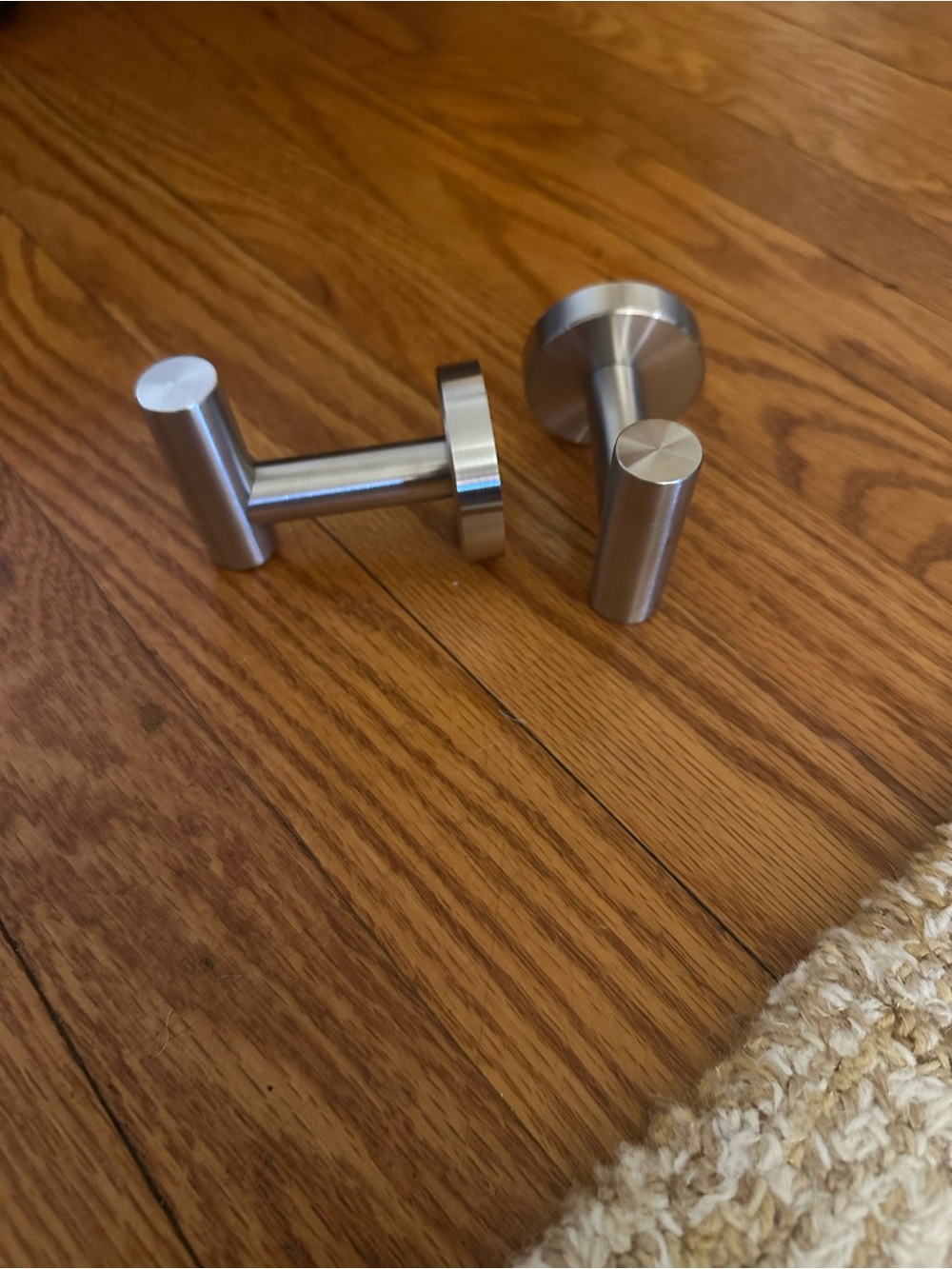 Brushed Nickel Double Wall Hooks - Modern Stainless Finish